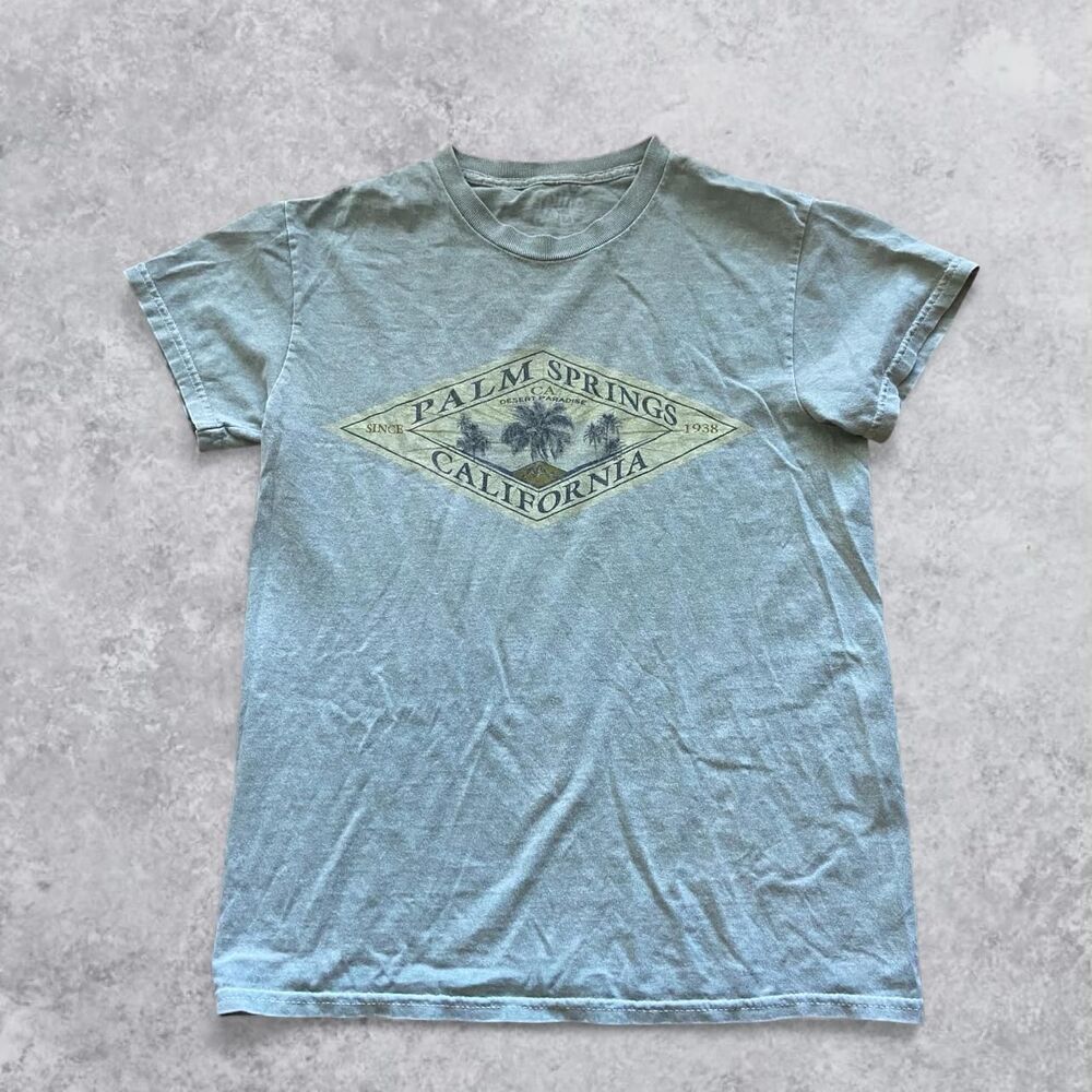 Blue 84 Faded Green Palm Springs California Cotton T-Shirt Men's S